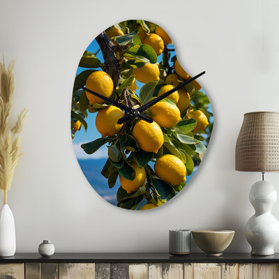 Morency Italy Sorrento Serenade II - Italy Asymmetrical Metal Wall Clocks, Yellow Unique Shape Wall Clock Print