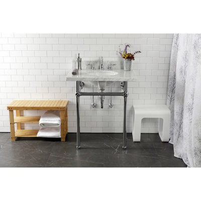 Comptoir de meuble-lavabo Templeton 30 po avec pieds en laiton Kingston (8 po, 3 trous)