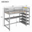 Lit mezzanine avec tablettes de rangement et bureau sous le lit-2097022959-2097022958