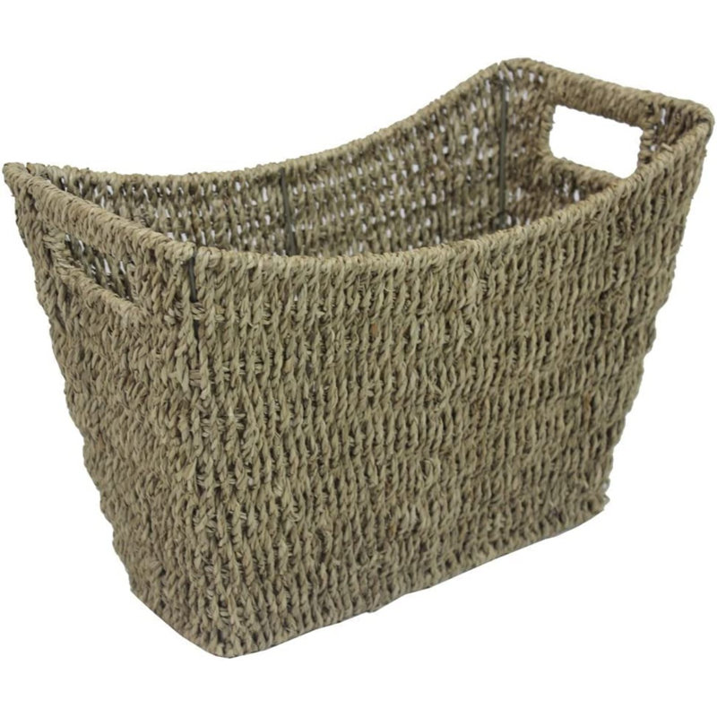 Auvillar Seagrass Magazine Rack Magazines Newspapers Storage Basket Wicker Stylish Curved Organizer