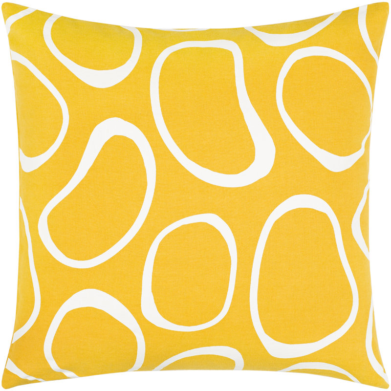 Coussin décoratif imprimé par Nan, Housse de coussin seulement - sans coussin, Safran / galet abstrait crème, 18 po x 18 po