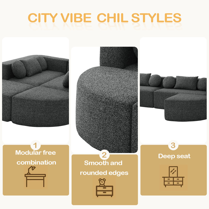 Canapé modulaire Boneless Couch, Noir