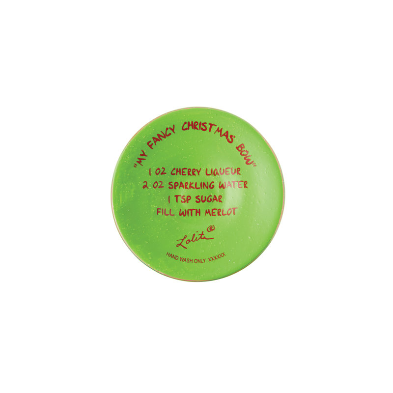 Lolita Hand-Painted Christmas Bow Wine Glass, 15 Ounce