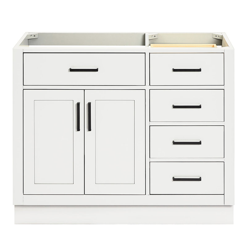 42" Single Bathroom Vanity Base only, Matte Black, White