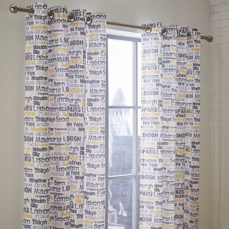 City Scape Eyelet Semi Sheer Curtains