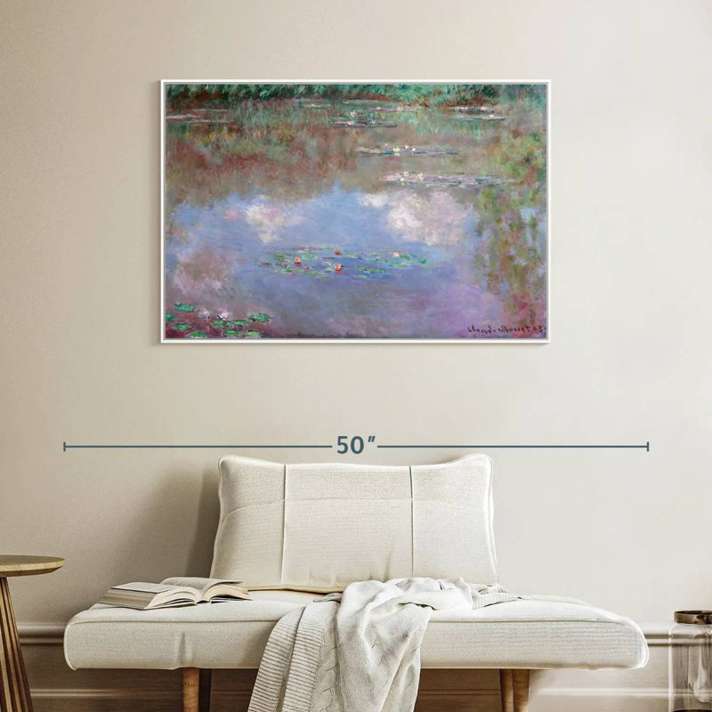 Nymphéas, nuages, 1903, Cadre flottant blanc, 40 po x 27 po