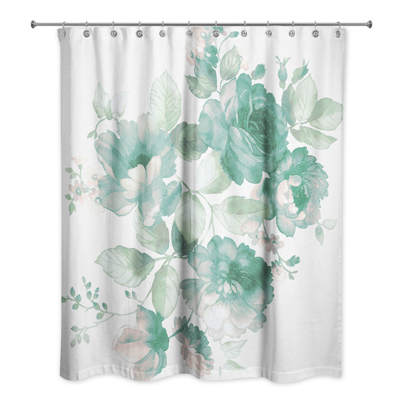 Rideau de douche simple Perine, Bleu sarcelle