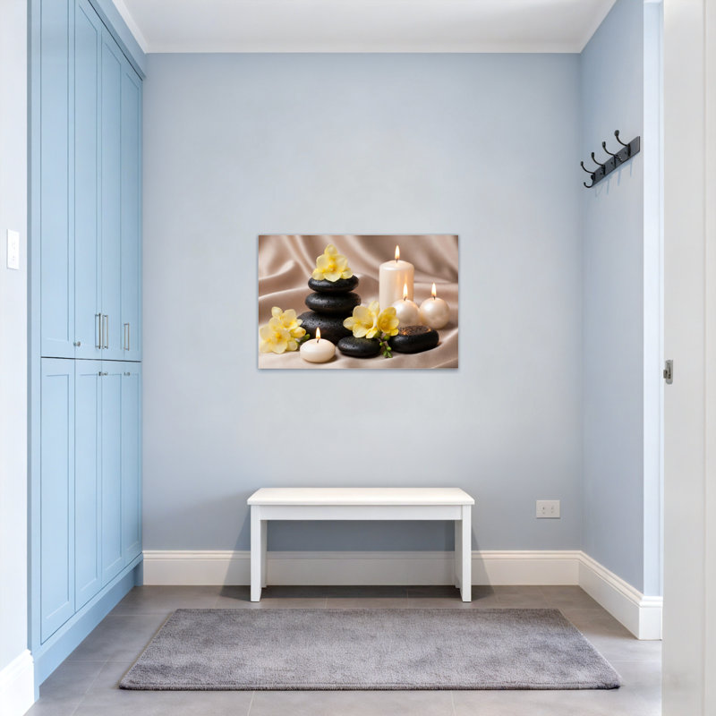 Plantes, fleurs, bougies, pierres, fleurs, spa paisible, fond, relaxation, calme, H 28 po x l 40 po
