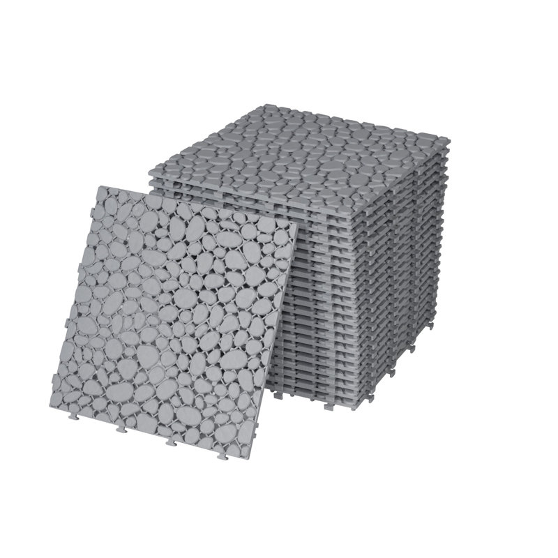 Carreaux de terrasse emboîtables en plastique imperméables, Gris