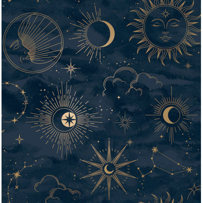 Papier peint mystique bleu marine céleste