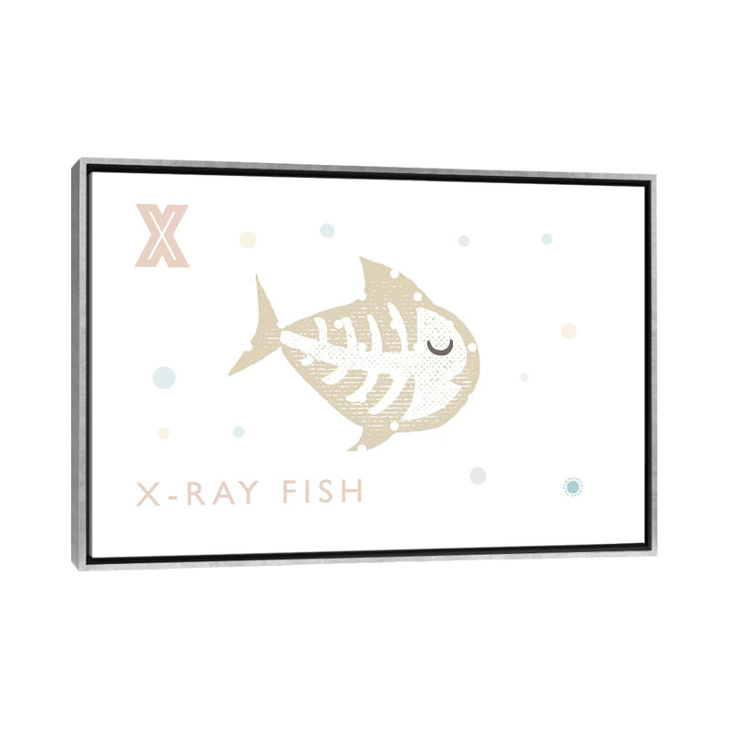 Xray Fish - imprimé, Pas de tapis, Toile avec cadre argenté, H 40 po x l 60 po x 1,5 po