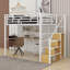 Lit mezzanine avec garde-robe, bureau, tablettes de rangement-104391626