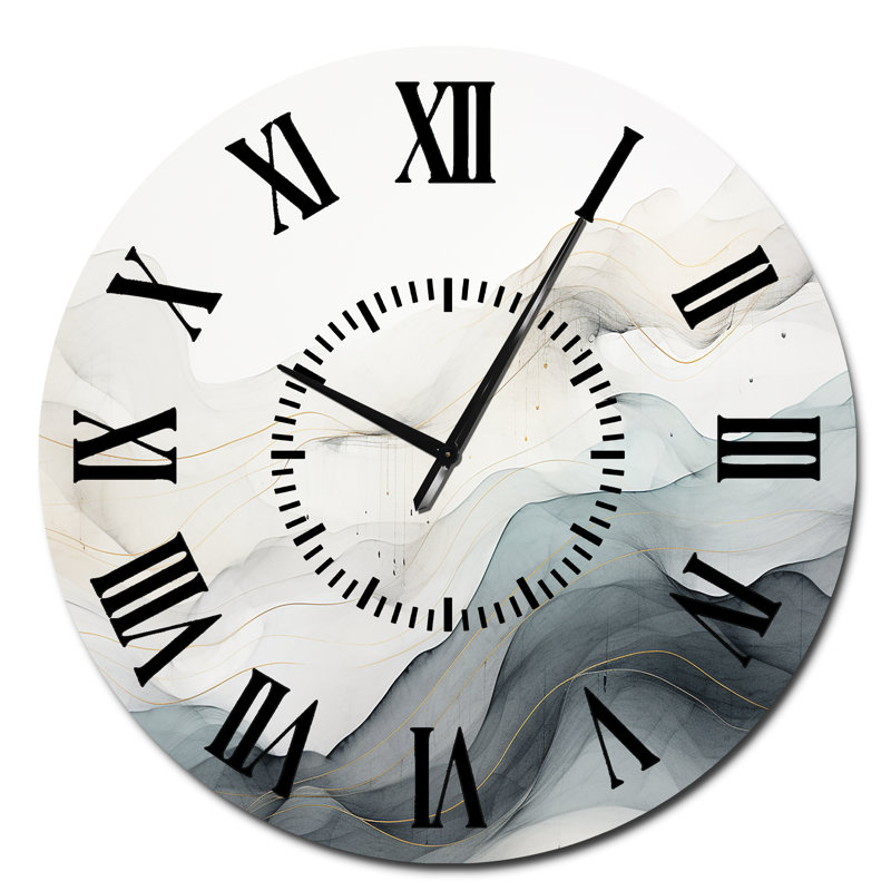 Horloge murale bleue et grise II, Surdimensionné
