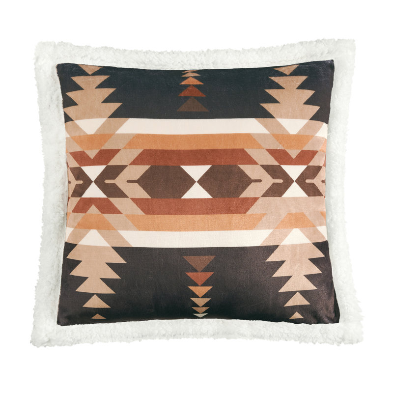 Southwestern Aztec Pattern Reversible Sherpa Throw Blanket Set