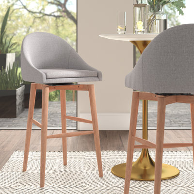 Loyd Swivel Upholstered Counter Stool with Solid Wood Frame