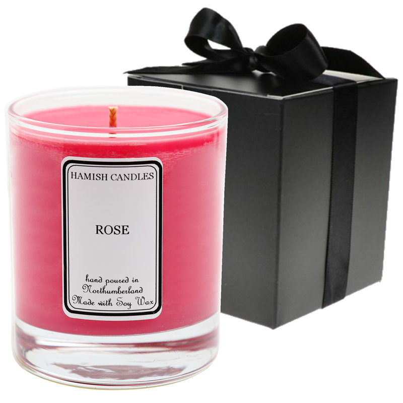 Rose Scented Jar Candle with Glass Holder