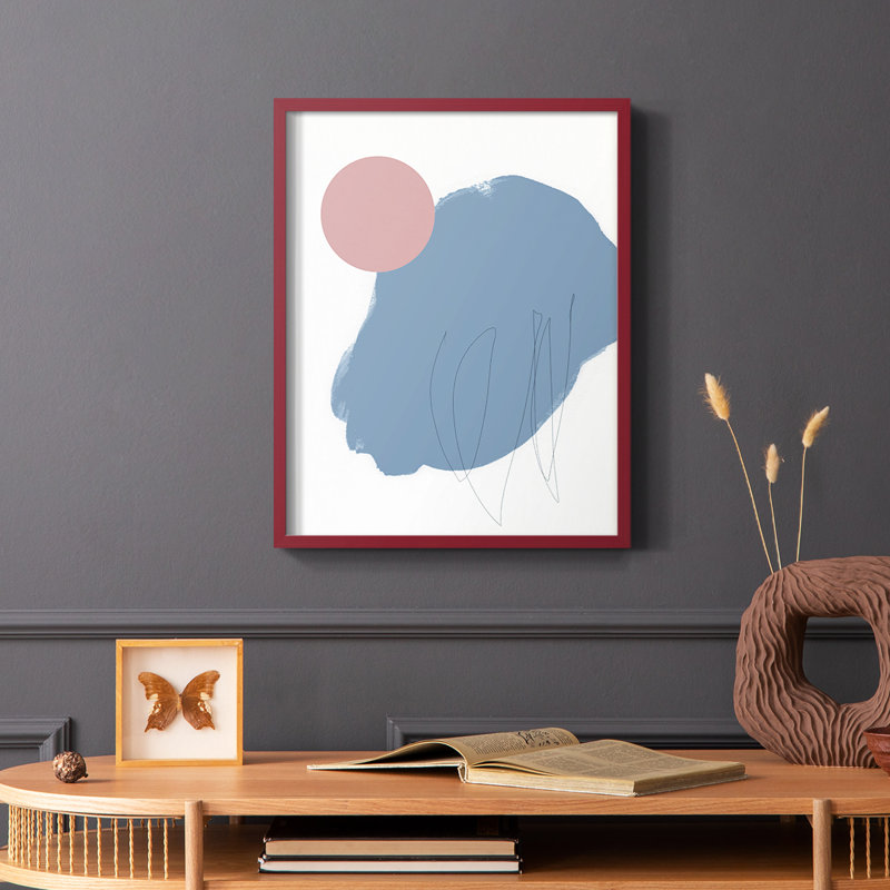 «Elementary Abstract I», reproduction encadrée - bois massif, H 28 po x l 22 po, Cadre simple blanc