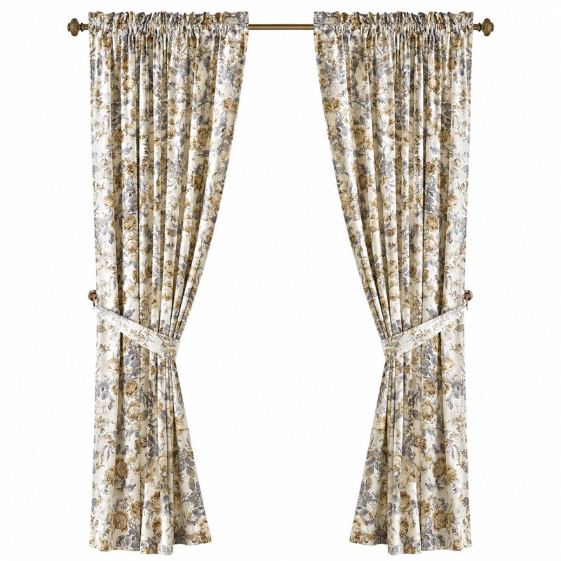 Rideaux beige rétro 84 pouces
