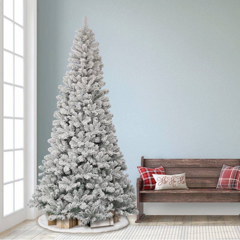 Unlit Flocked Aritficial Christmas Tree, 7.87ft H x 3.42ft W