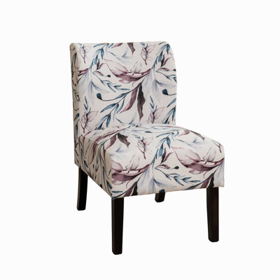 Capa Print Fabric Armless Contemporary Accent Chair, Purple Floral