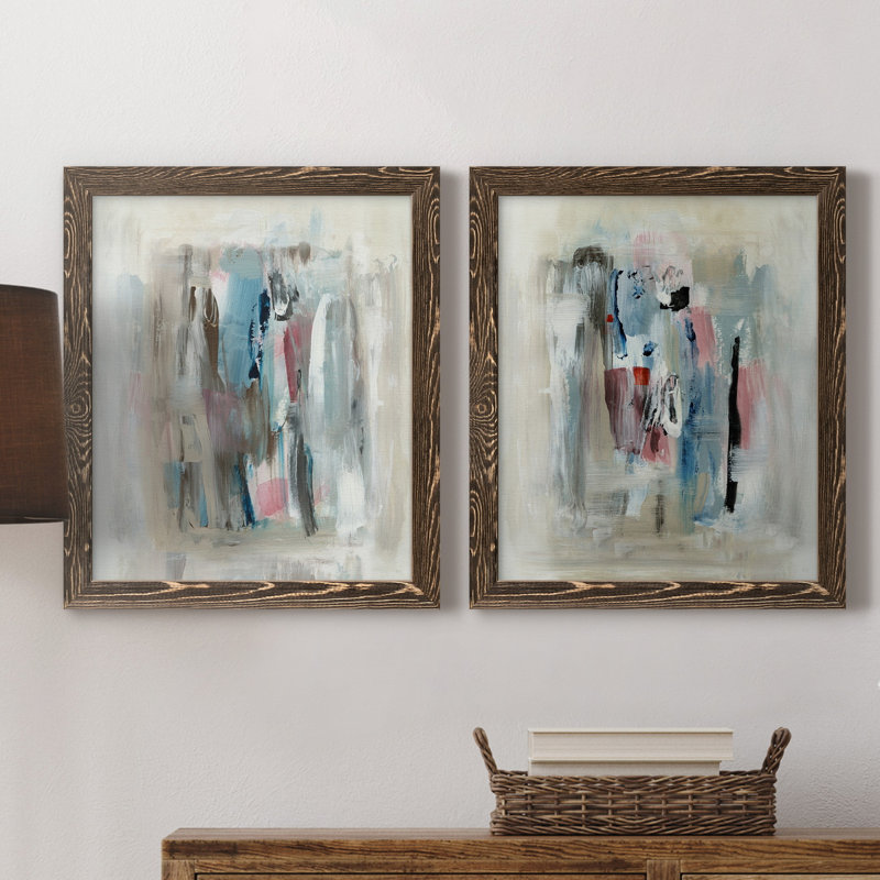 «Rain Shadow I», ensemble de 2 reproductions d'art, H 20 po x l 17 po x P 1 po, Pas de tapis, Toile avec cadre en noyer
