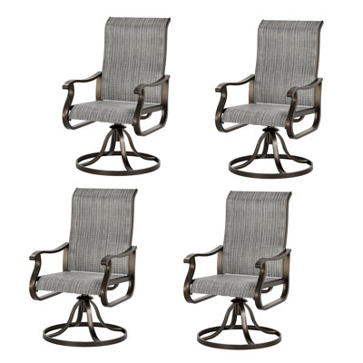  4-Piece 360° Swivel Outdoor Dining Chairs – Ergonomic Patio Dining Set for Backyard, Balcony & Outdoor