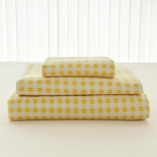Ensemble de draps en vichy, microfibre prélavée ultra-douce