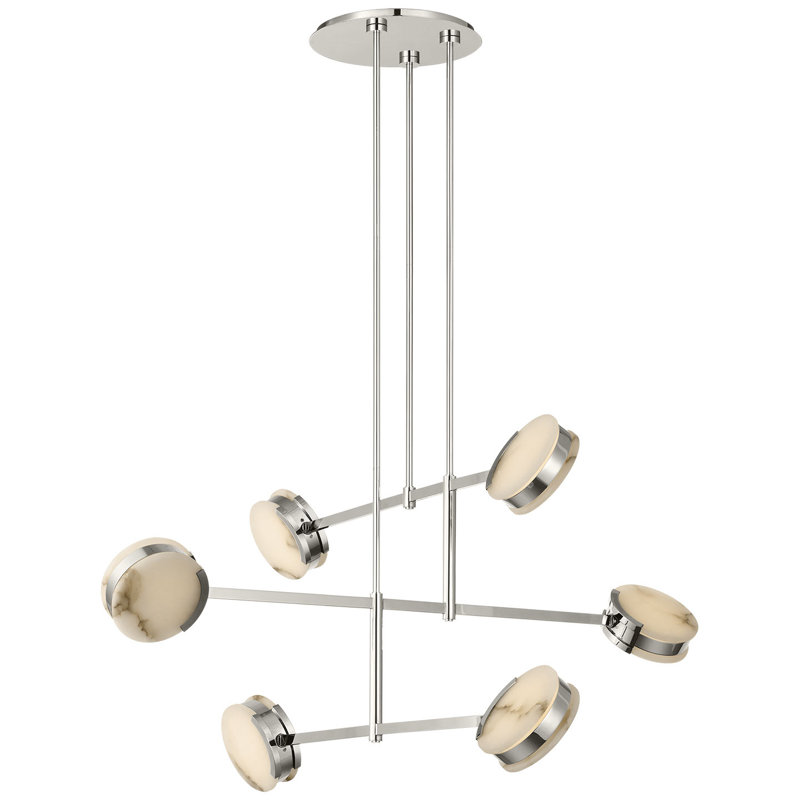 Kelly Wearstler Melange 54" Multi-Positional Chandelier with Alabaster, Polished Nickel