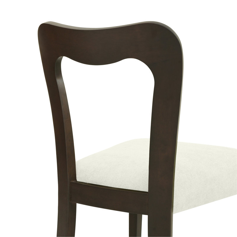 Ensemble de 2 chaises de salle à manger sans accoudoirs (brun foncé et beige), Beige, Marron foncé