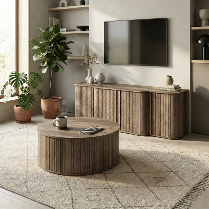 Johnny 2 Piece Living Room Table Set, Oslo Oak