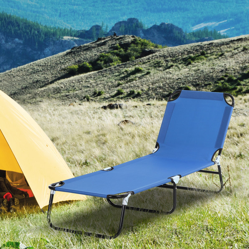 Lit de détente inclinable à 5 positions - Tissu bleu, pour chaise longue de patio à 5 positions, au bord de la piscine