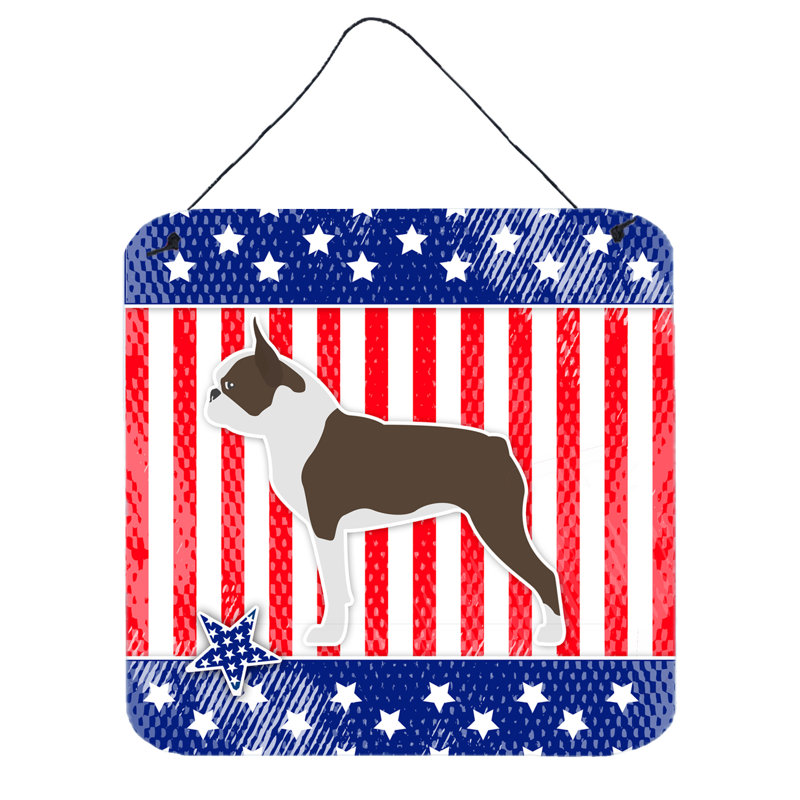 Décoration murale en métal patriotique boston terrier