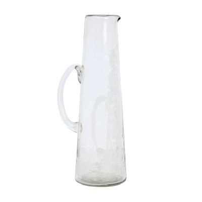 Tall Hammered Glass Carafe/ Pitcher 12.5"x 4"