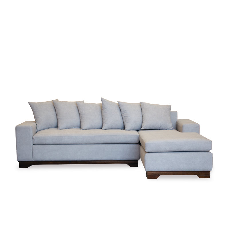 Grasiela Upholstered L-Shaped Sectional, Right Hand Facing, Light Gray Polyester Blend