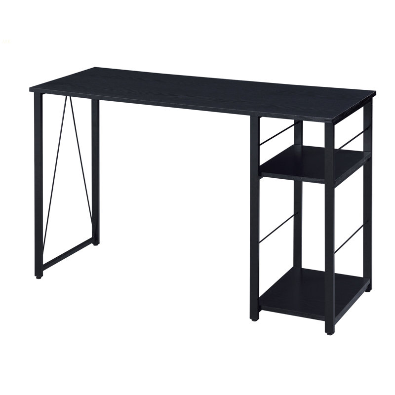 Bureau d'écriture rectangulaire noir à 2 tablettes, Noir / Noir