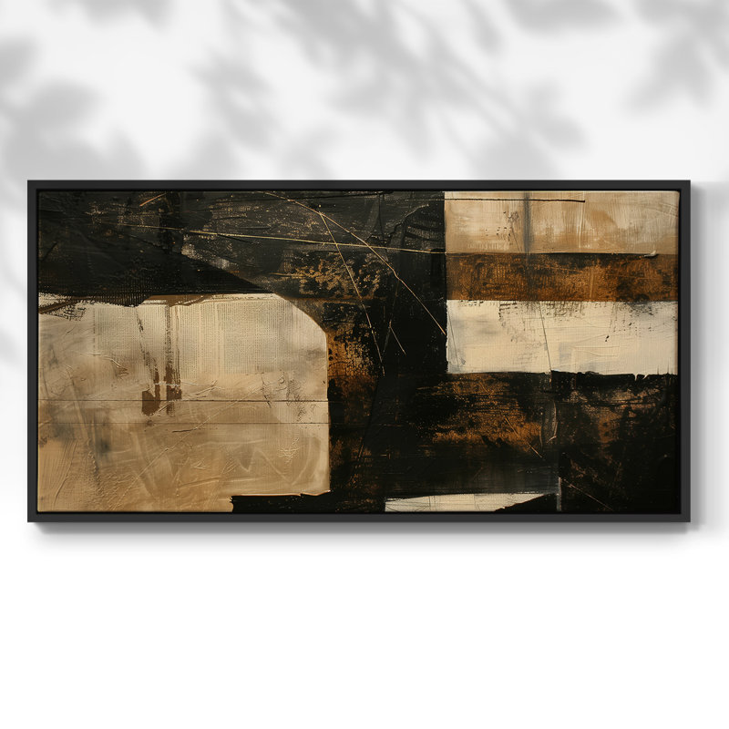 Abstrait, série CCLXVII, toile tendue avec châssis, prête à être accrochée, H 25 po x l 49 po, Noir