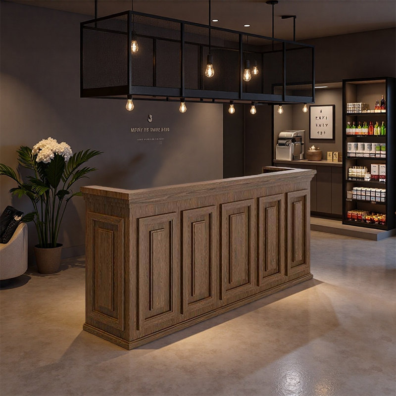 Comptoir de bar rétro élégant, idéal pour les bars, les lieux de divertissement et les espaces de fête, Noyer