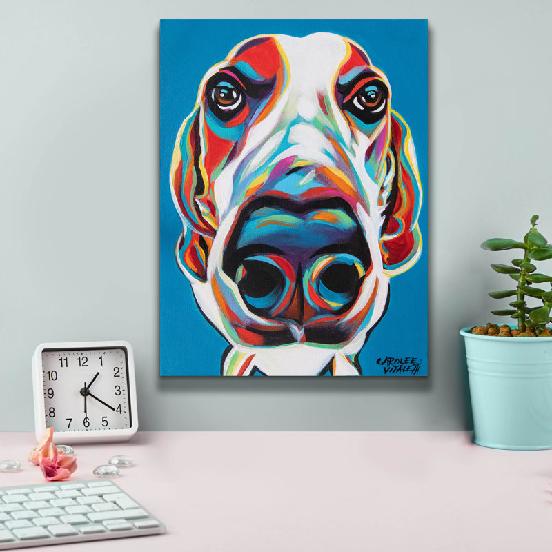 «Nosy Dog» par Carolee Vitaletti, H 16 po x l 12 po x P 0,75 po