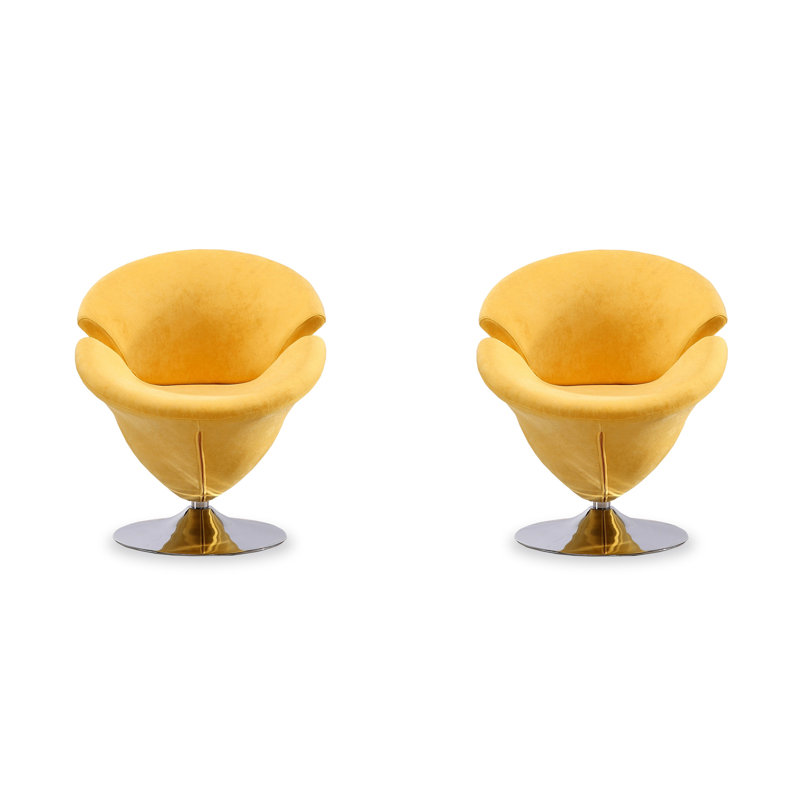 Fauteuil demi-tonneau Tulip Modern, Velours jaune