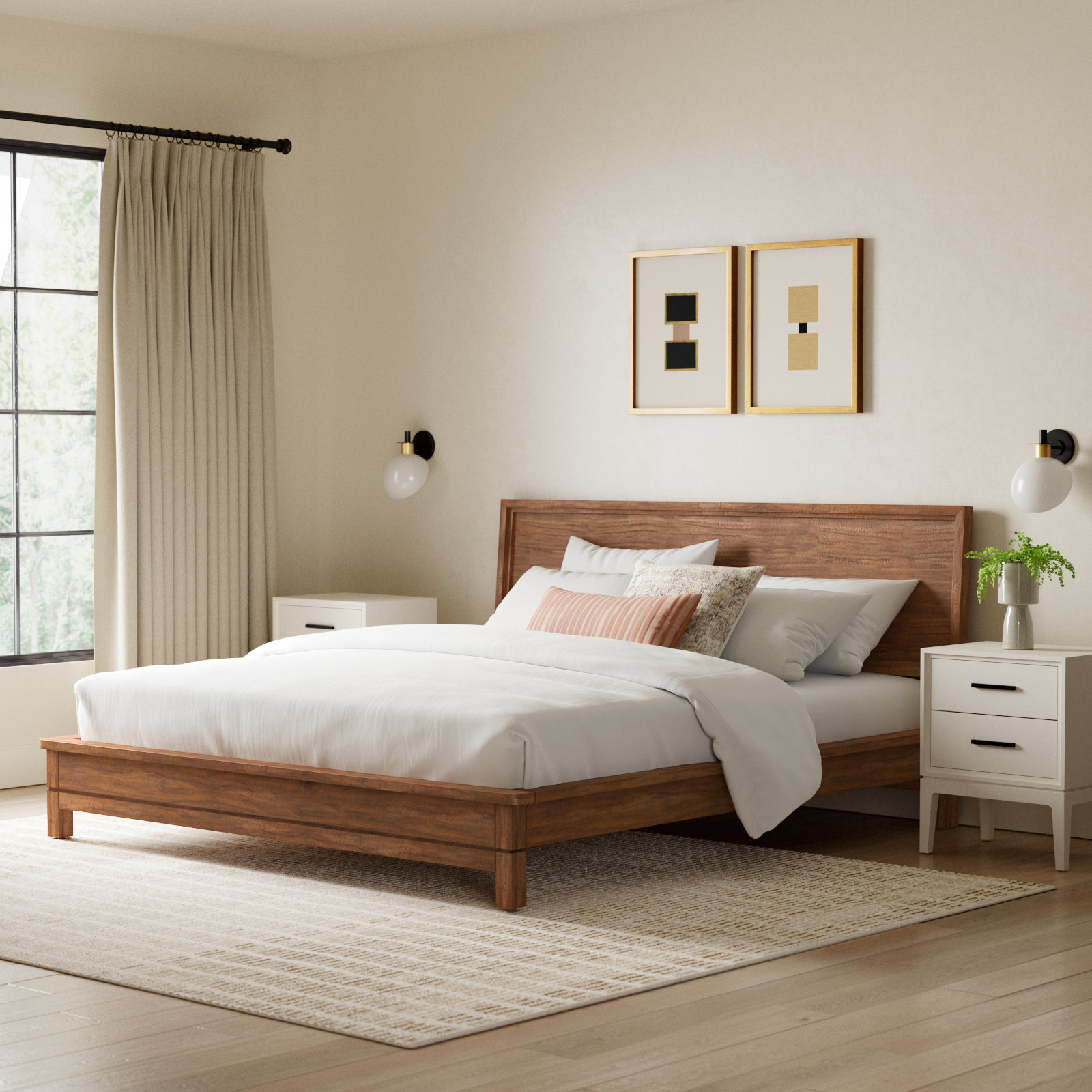 Wrightia Bed, Honey Maple, King