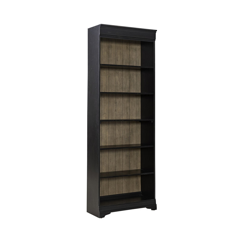  Juiliana Bookcase w/ Adjustable Shelves and Planked Back Panel, (5 Shelves) 84" H x 30" W x 13" D