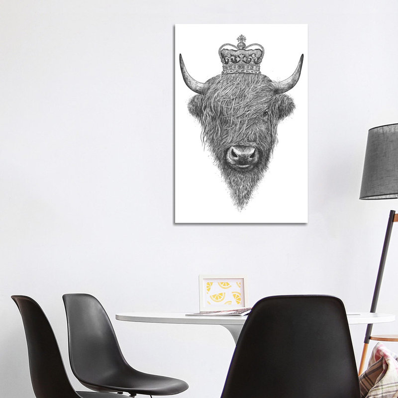 The King Highland Cow by Valeriya Korenkova - Wrapped Canvas Print, 101.6 cm H x 66.04 cm W
