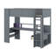 Lit mezzanine en bois avec bureau, tablettes multiples, DEL et station de charge-134642928