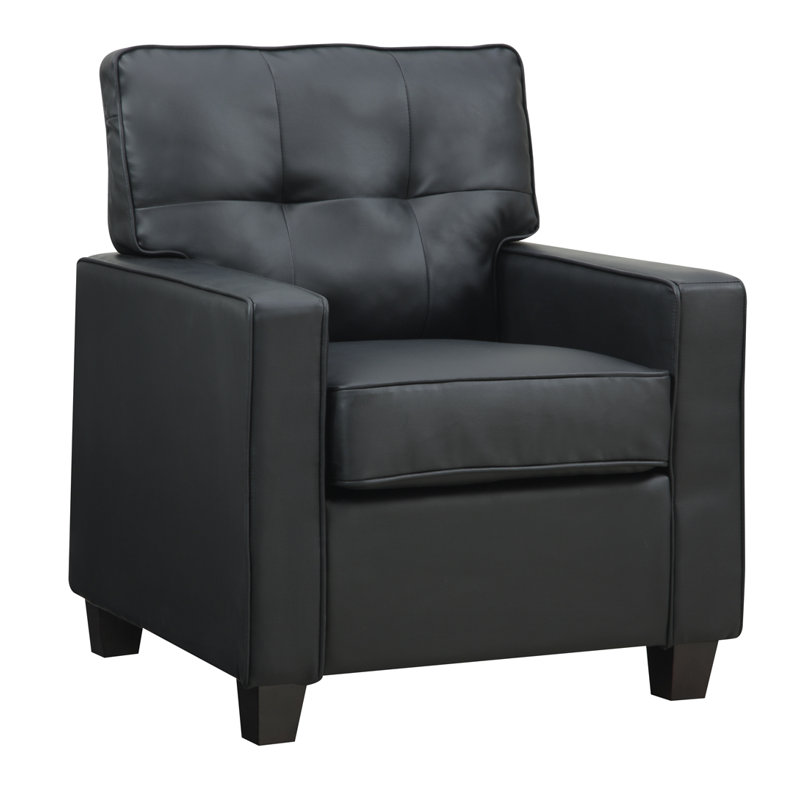 Faux Leather Armchair, Black