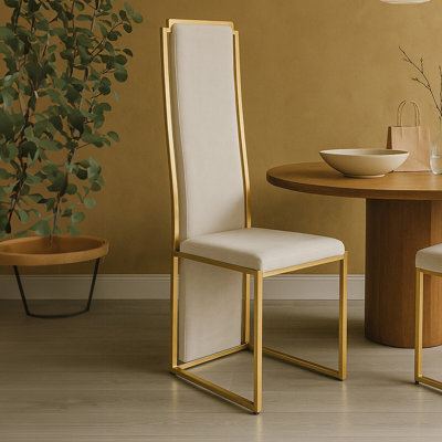 Karyn 46cm H Polyester Blend Upholstered Metal Cantilever Chair in Gold
