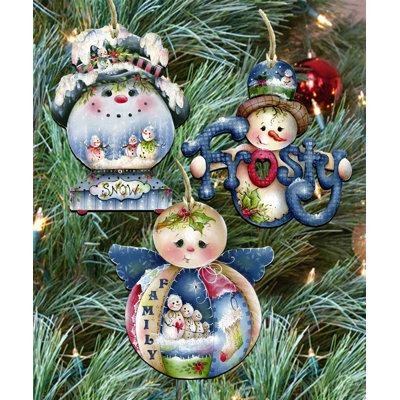 5'' Handmade Wood Hanging Figurine Ornament