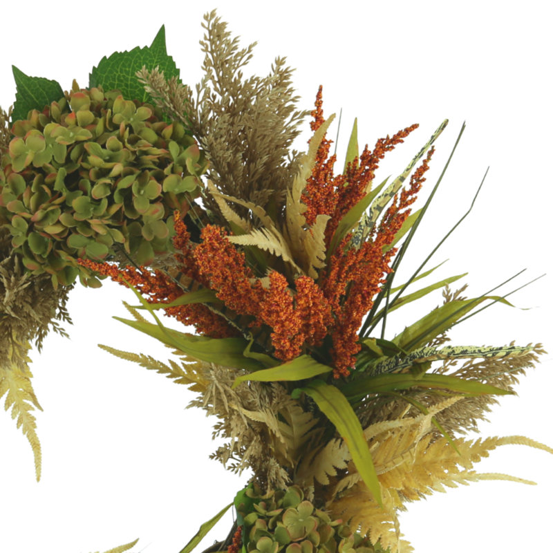Lilbourn 28'' Fall Wreath with Hydrangeas and Heather