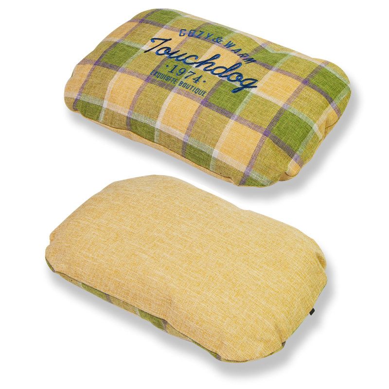 Lit pour chien à motif écossais Touchdog «Archi-Checked», Moyen (l 21,7 po x P 17,7 po x H 7,1 po), Jaune