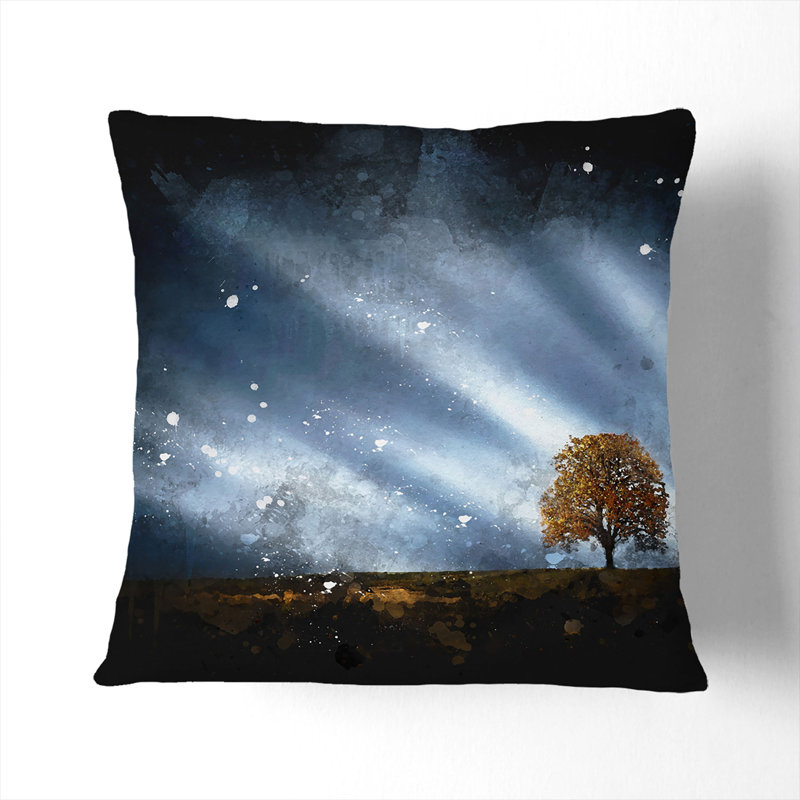 Tree at Dusk Vol.1 Paint Splash Scatter Cushion, White, 40cm H x 40cm W x 15cm D