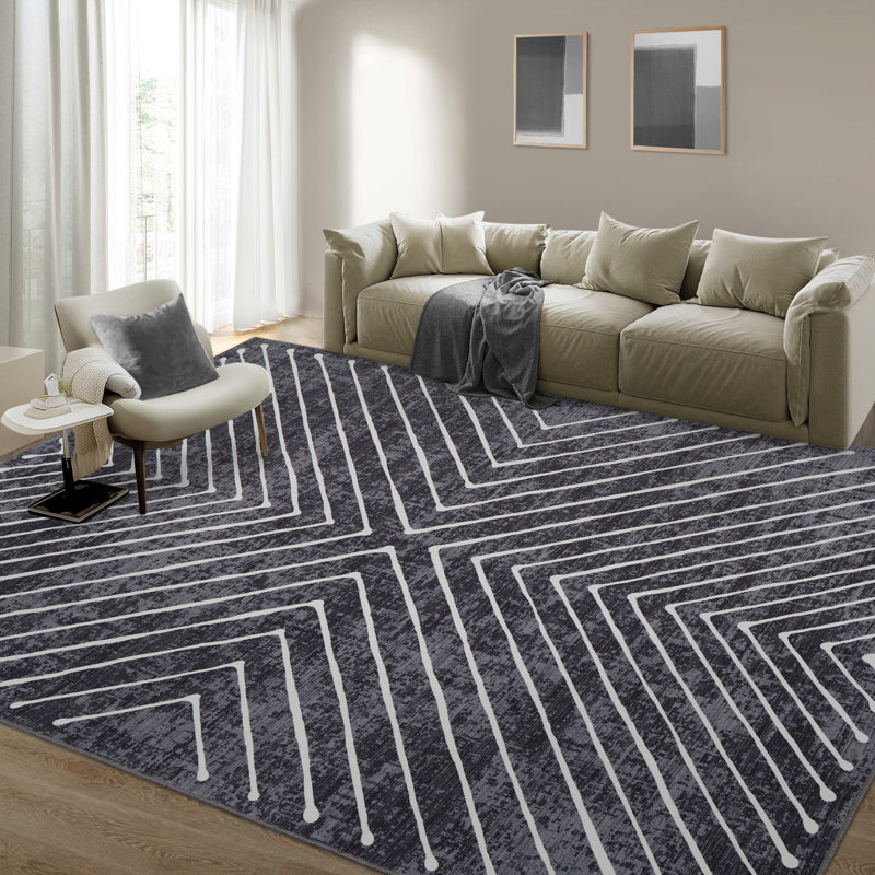 Tapis lavable lxt-Modern, Rectangle 10' x 13', Gray